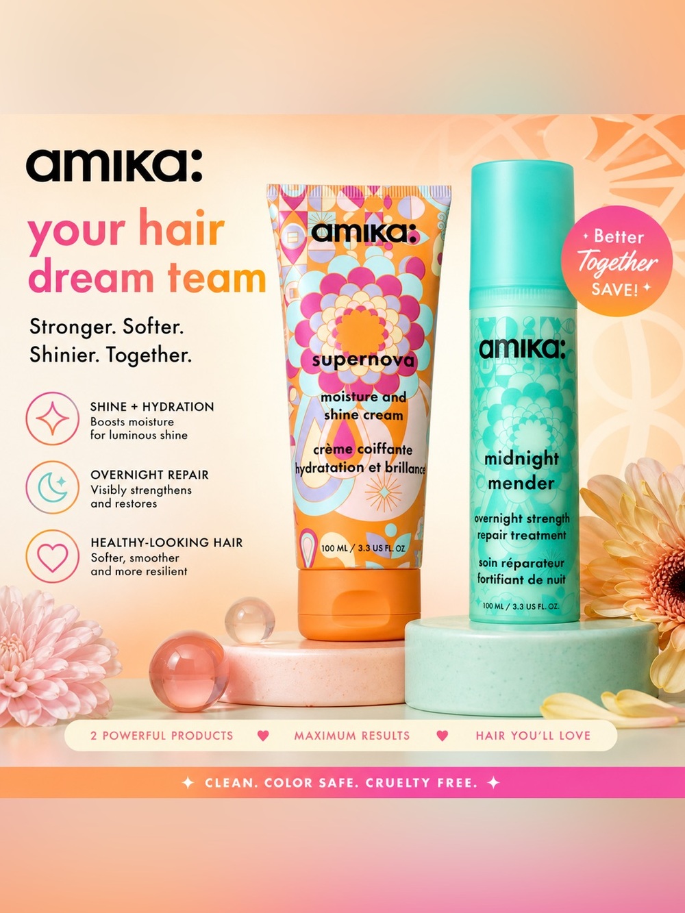 💫 Amika Haircare Duo – Supernova + Midnight Mender | Nourish & Repair Set NEW